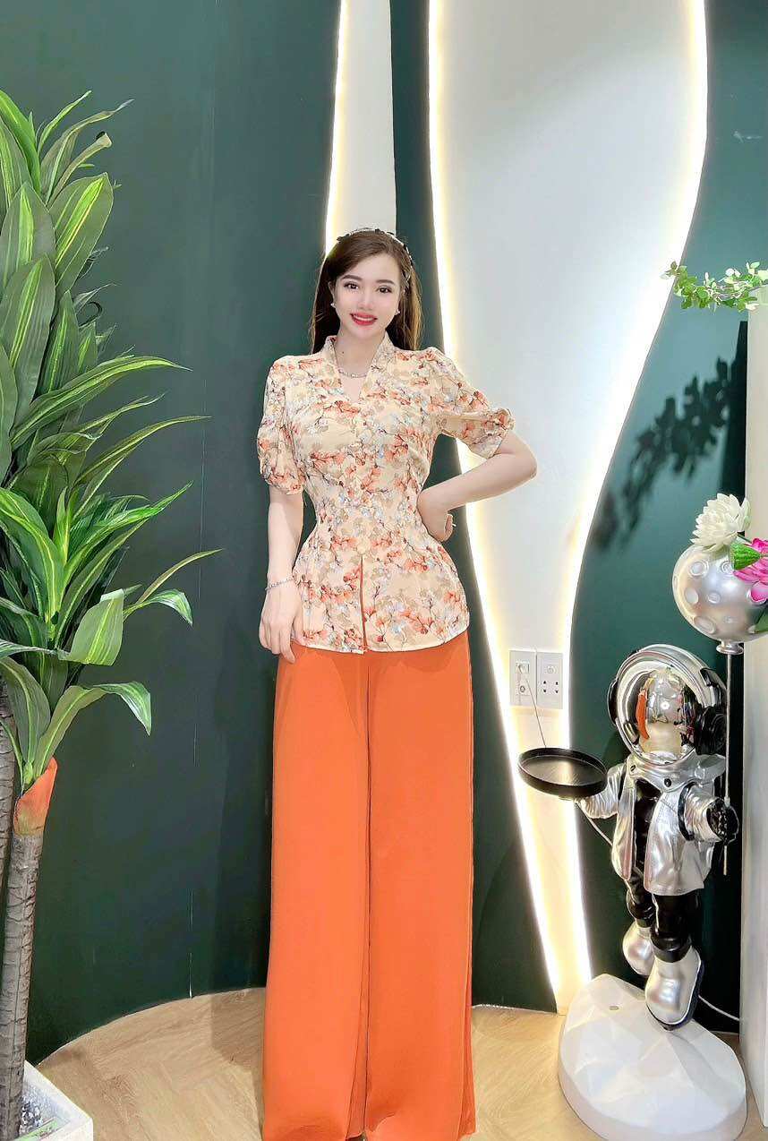 Bà ba đi chùa cổ tym nút bộc vải lụa mango cao cấp thanh lịch
