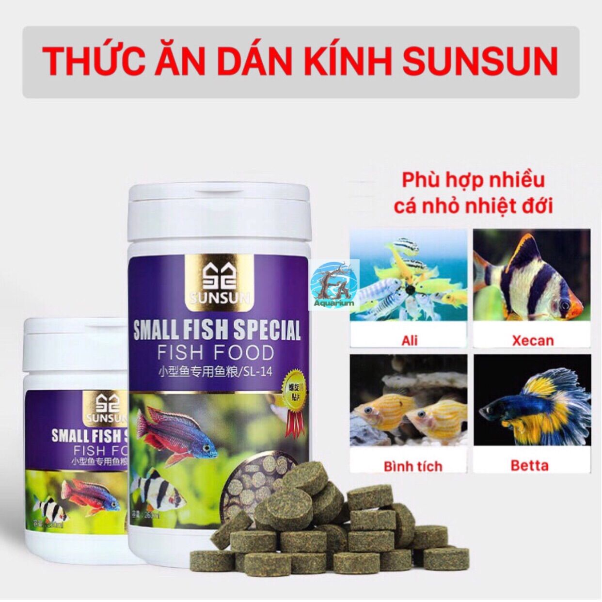 Thức ăn dán kính Fish food cho cá hiệu Sunsun