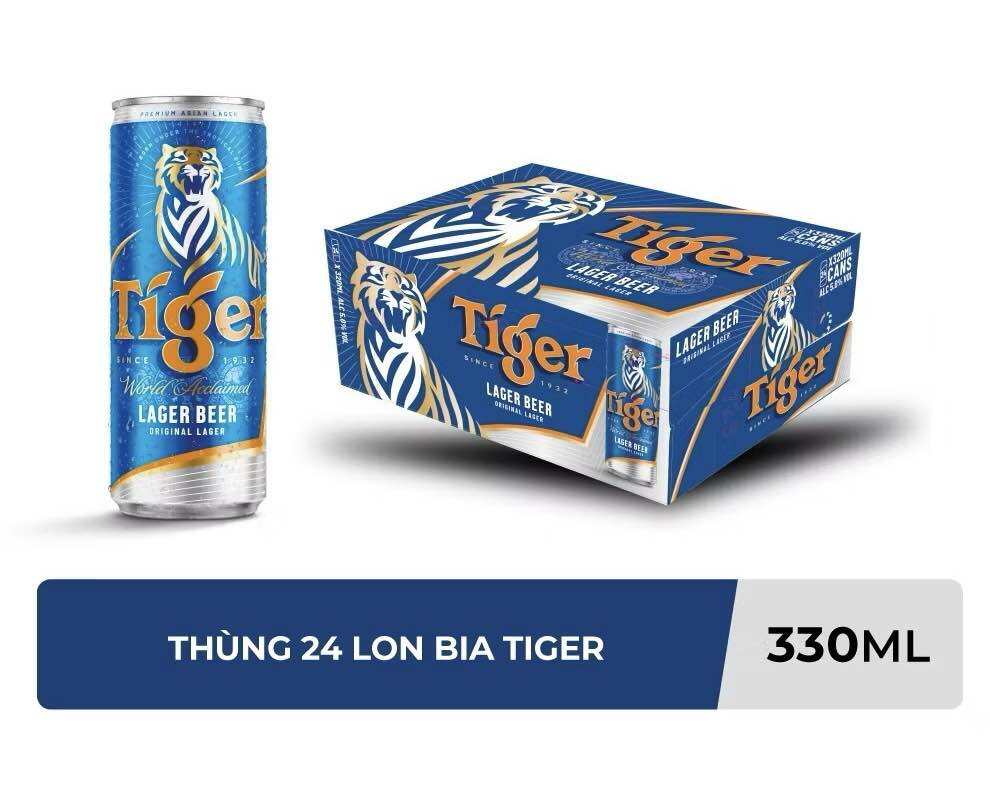 Thùng 24 Lon Bia Tiger 330ml/Lon - Bao bì Xuân 2024