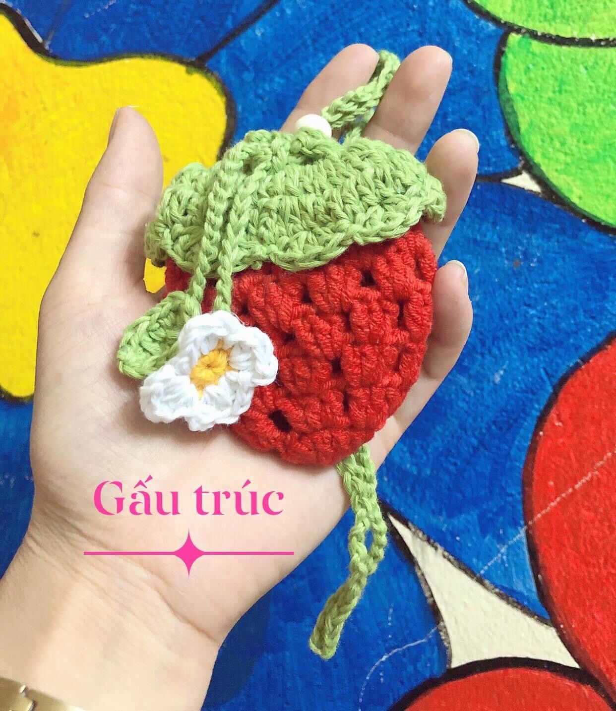 Túi đựng tỏi cho bé hình quả dâu tây