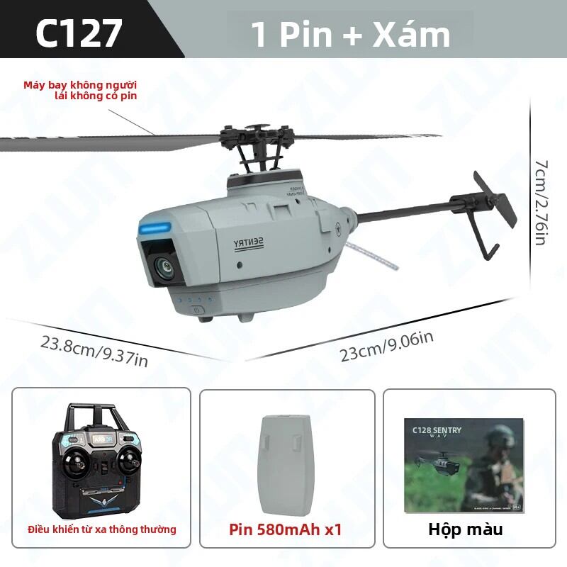 Máy Bay Trực Thăng Điều Khiển Từ Xa C127 C128 RC 2.4G 6 Trục Gyro 4 Kênh Camera 720P Giữ Độ Cao Định