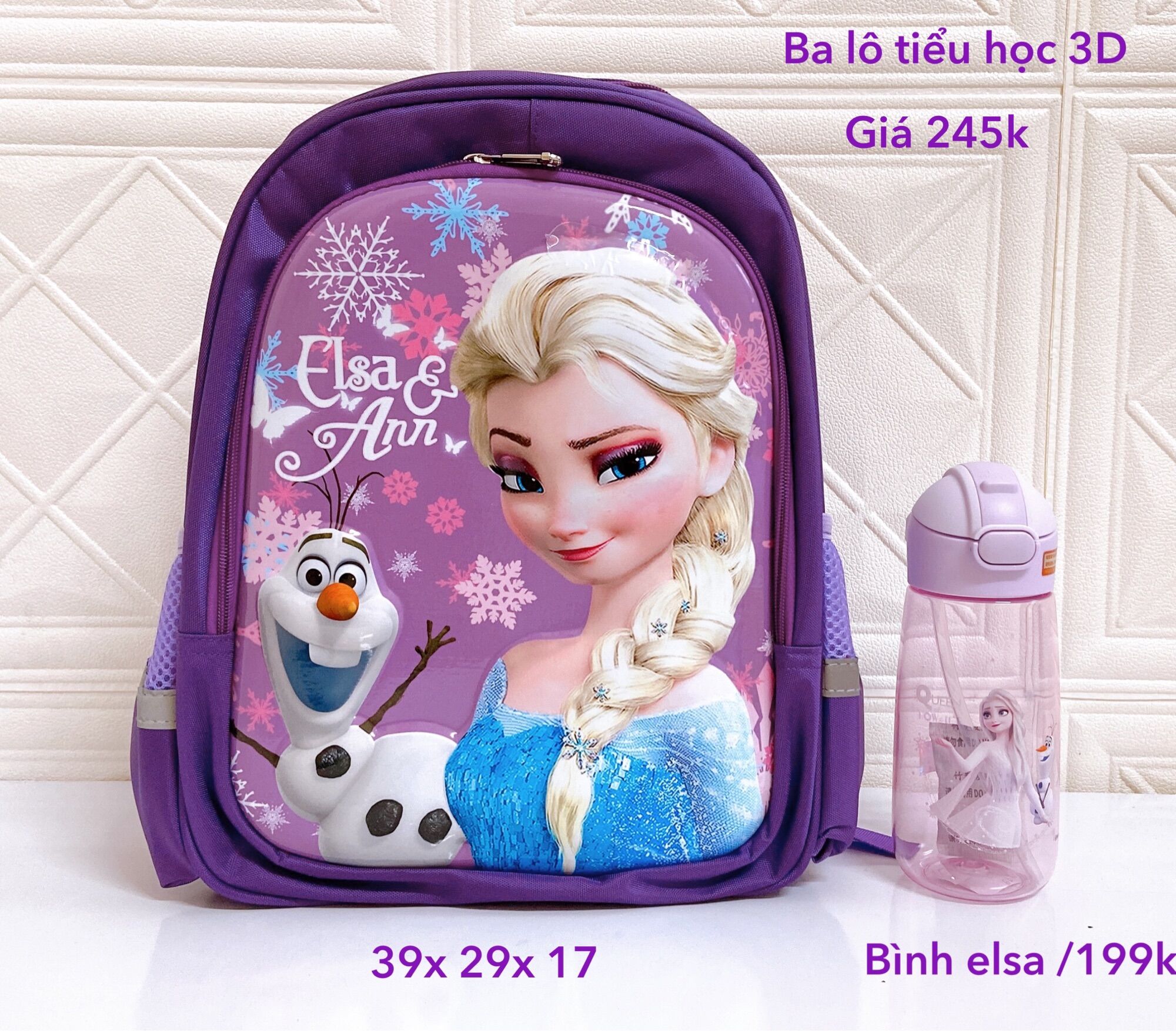 Ba lô elsa tím tiểu học cao cấp