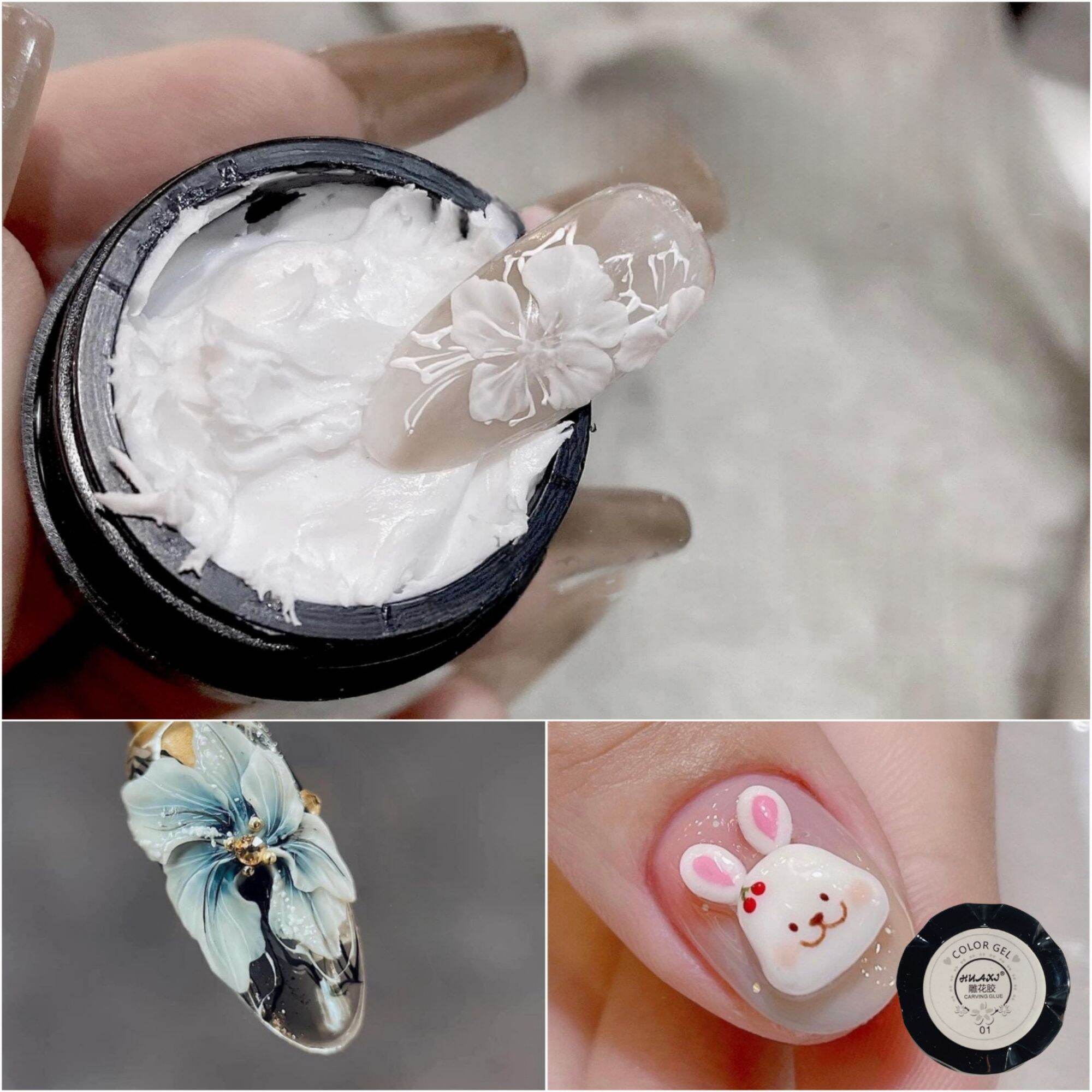  Gel khô nặn hoa tạo hình thú nổi charm nơ Huaxi màu Trắng  chất gel lỳ không bám bụi 