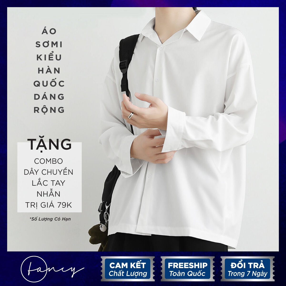Áo sơ mi hàn quốc dáng rộng. Áo sơ mi nam kiểu đẹp tay dài lụa cotton cao cấp | Fancy