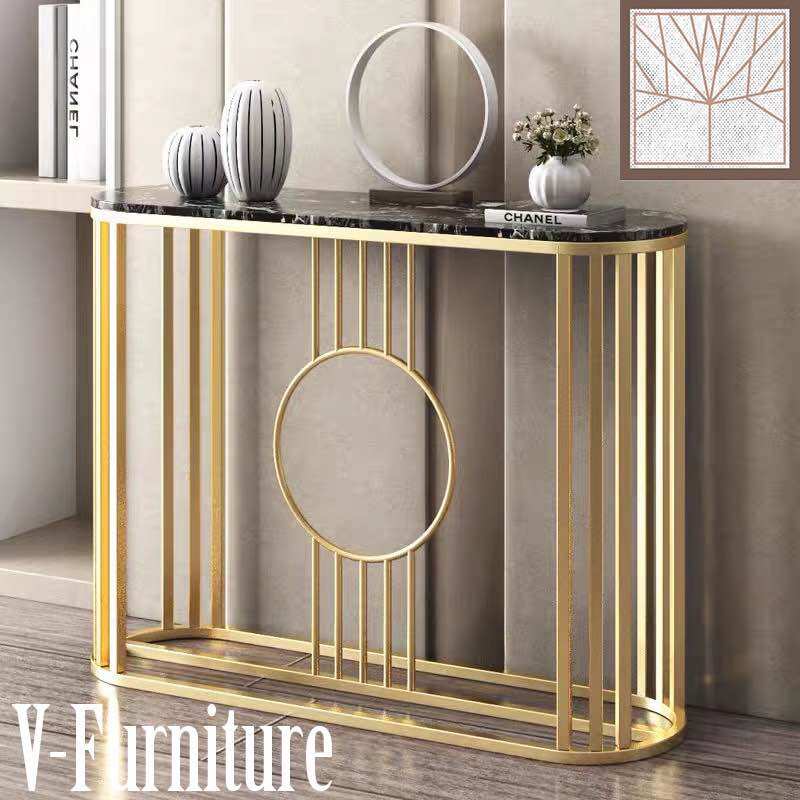 Kệ đứng, bàn console trang trí phòng khách, cạnh cửa nhà mặt đá bầu dục chân kim loại sơn tĩnh điện nhiều màu BC-23