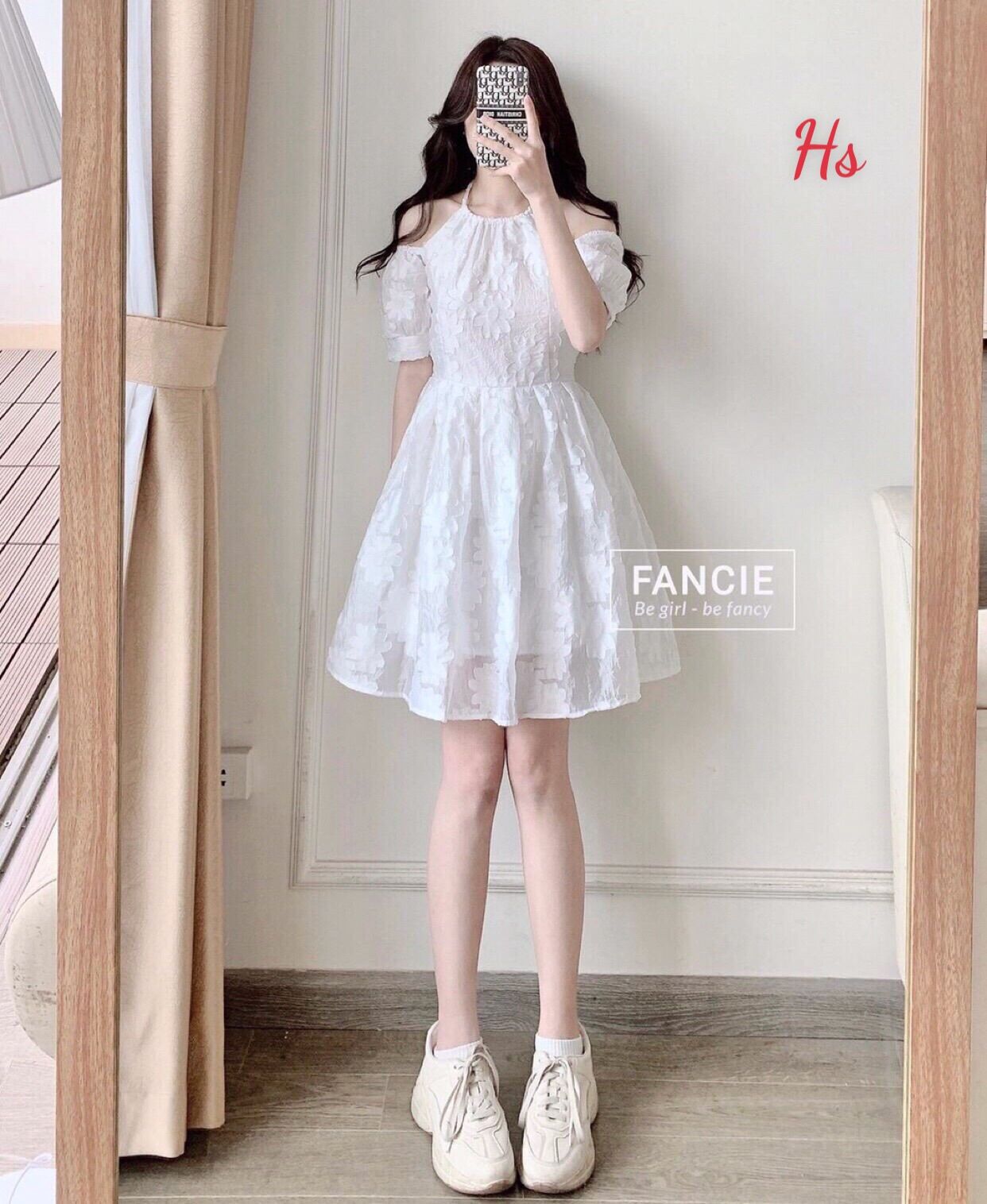 Váy cổ yếm 2 lớp kèm ảnh thật