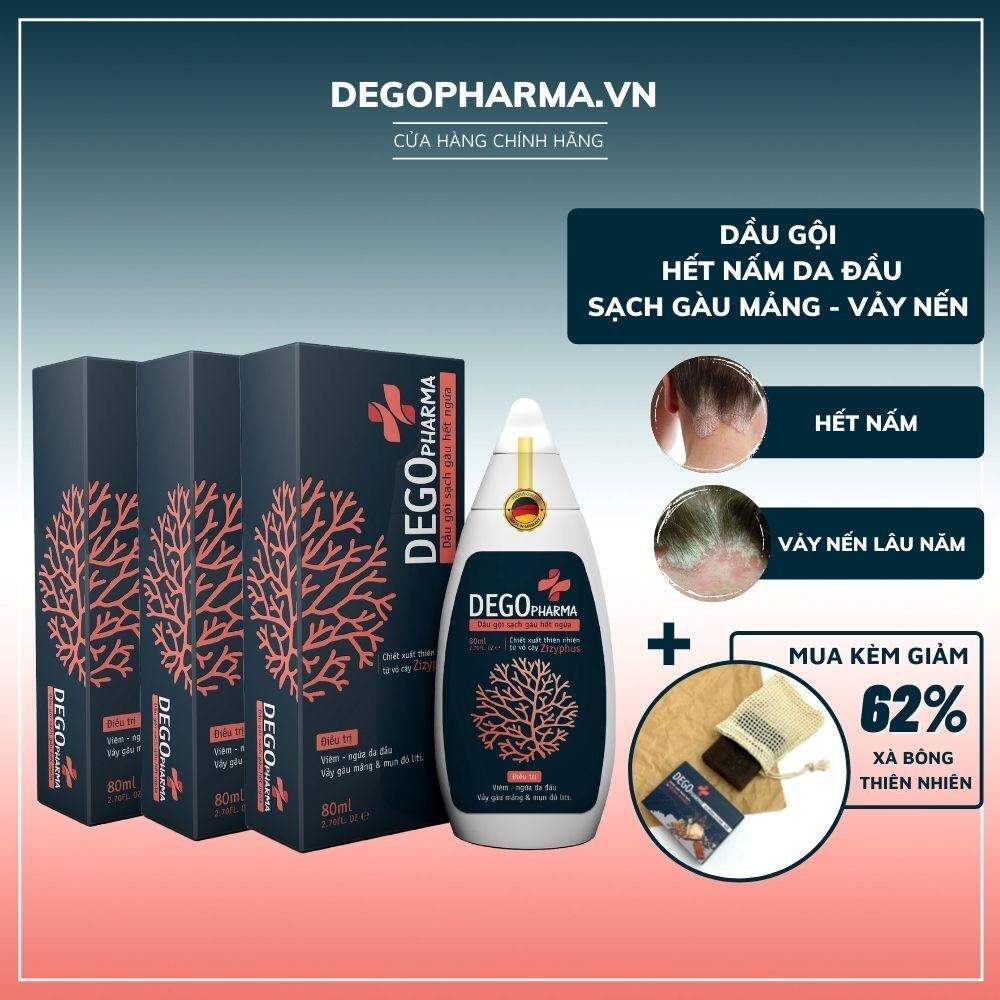 Dầu gội đầu DEGO PHARMA 80ml - dứt điểm gàu ngứa  và nấm da đầu