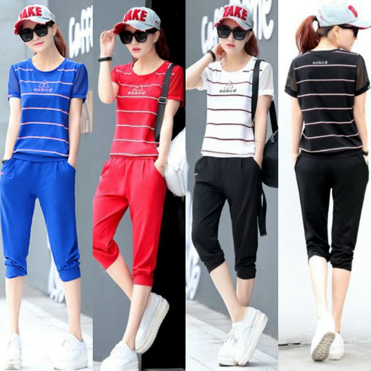 Bộ đồ thể thao lửng nữ phối màu