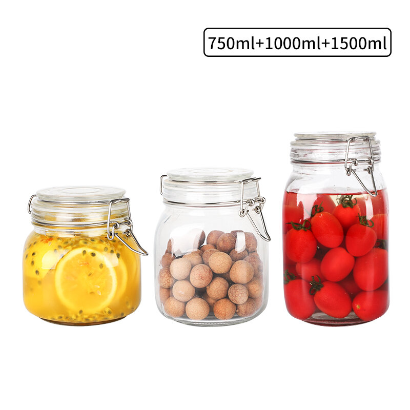 Bình kín bình thực phẩm thủy tinh, bình đựng dưa, bình mật ong, bình ngâm rượu, bình đựng muối, bình đựng nhỏ gia dụng có nắp