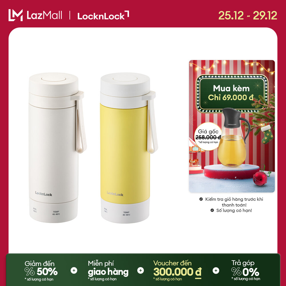  Bình đun giữ nhiệt Lock&Lock Heating tumbler EJC723 công suất 300W dung tích 300ml - Màu ngà   Màu vàng nhạt 
