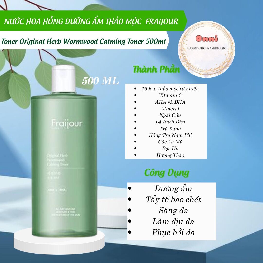 Nước hoa hồng thảo mộc Fraijour Original Herb Wormwood Calming Toner 500ml