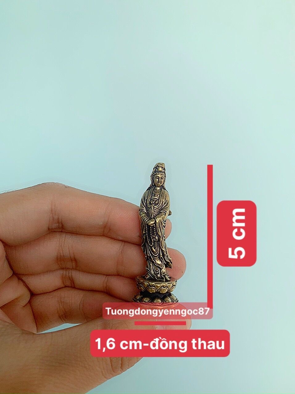 Tượng đồng Phật bà quan âm mini 5 cm