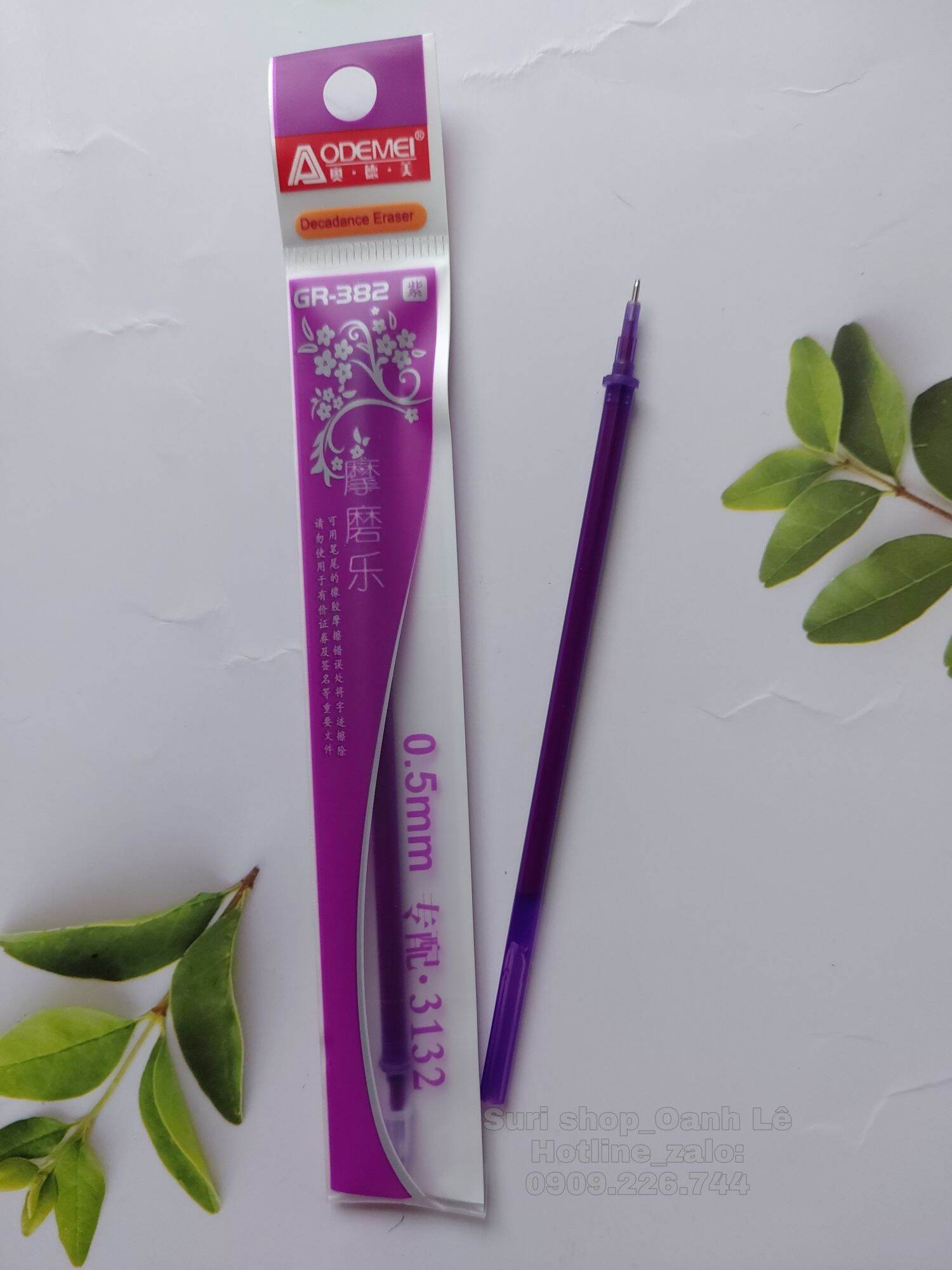 Hộp 20 ruột bút gel mực tím xoá được,ống ruột to chính hãng Aodemei
