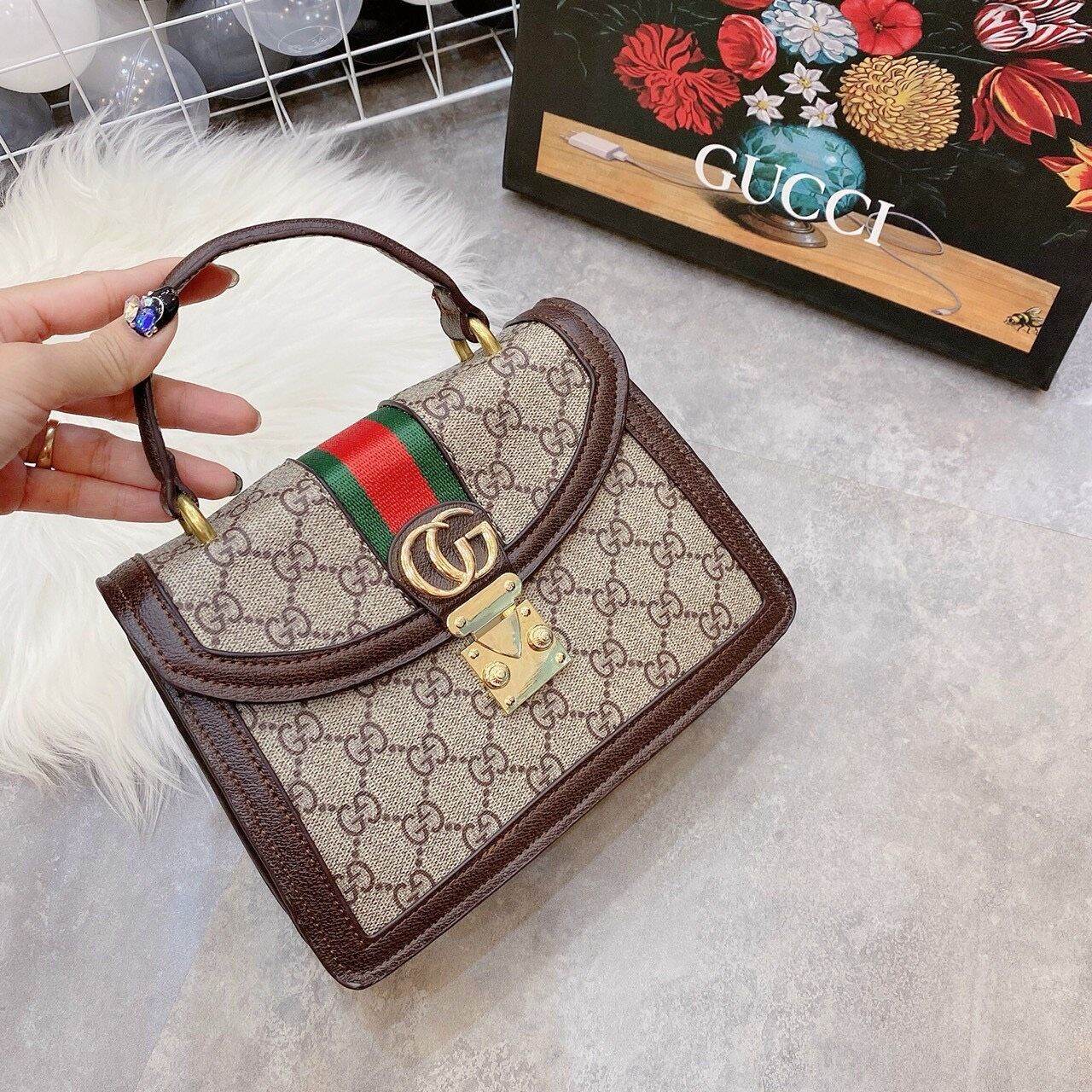 Túi da gucci khóa vàng, túi xách nữ, túi đeo vai, túi xách thời trang, túi xách giá rẻ