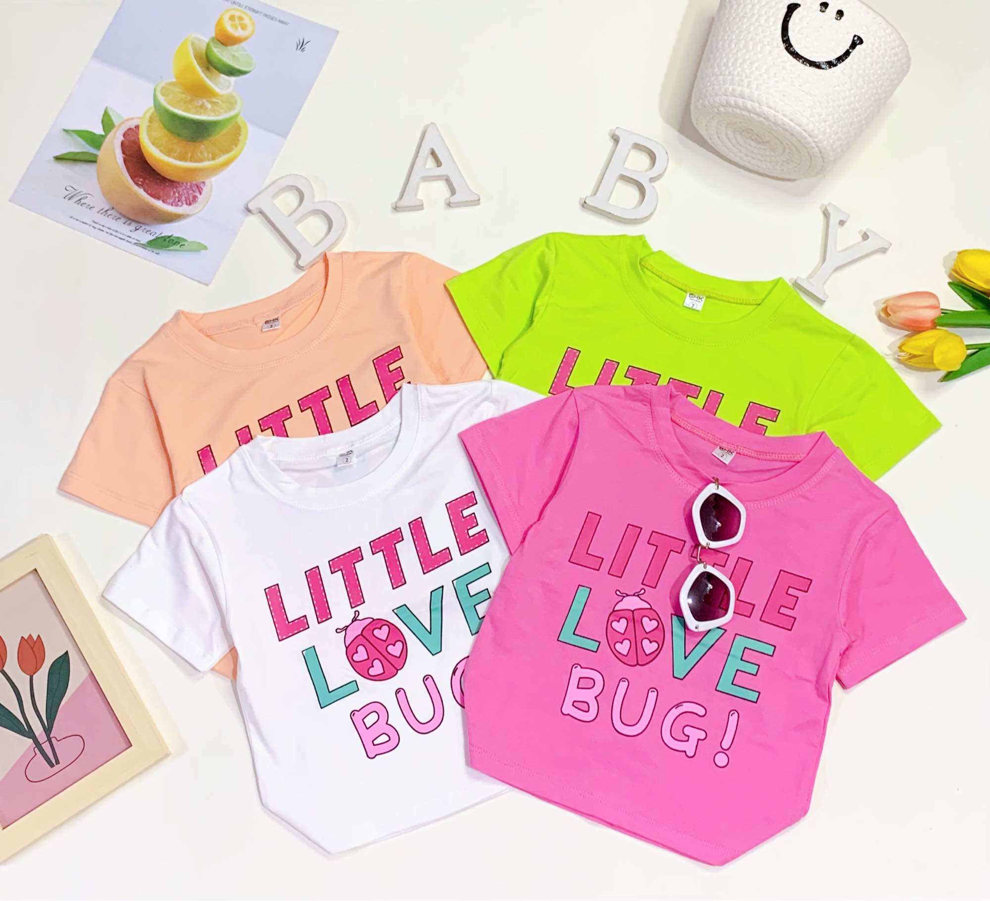 Áo thun bé gái thun 100% cotton co giãn 4 chiều vải SG loại 1