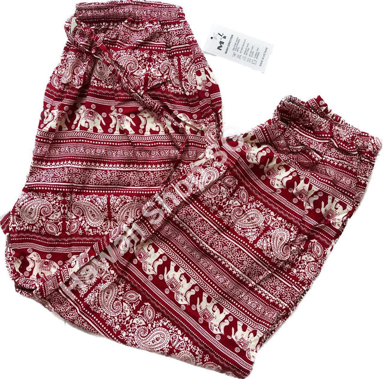 (Bigsize 85kg) Elephant Brocade Long Pants for Men and Women (Elastic Waistband)
