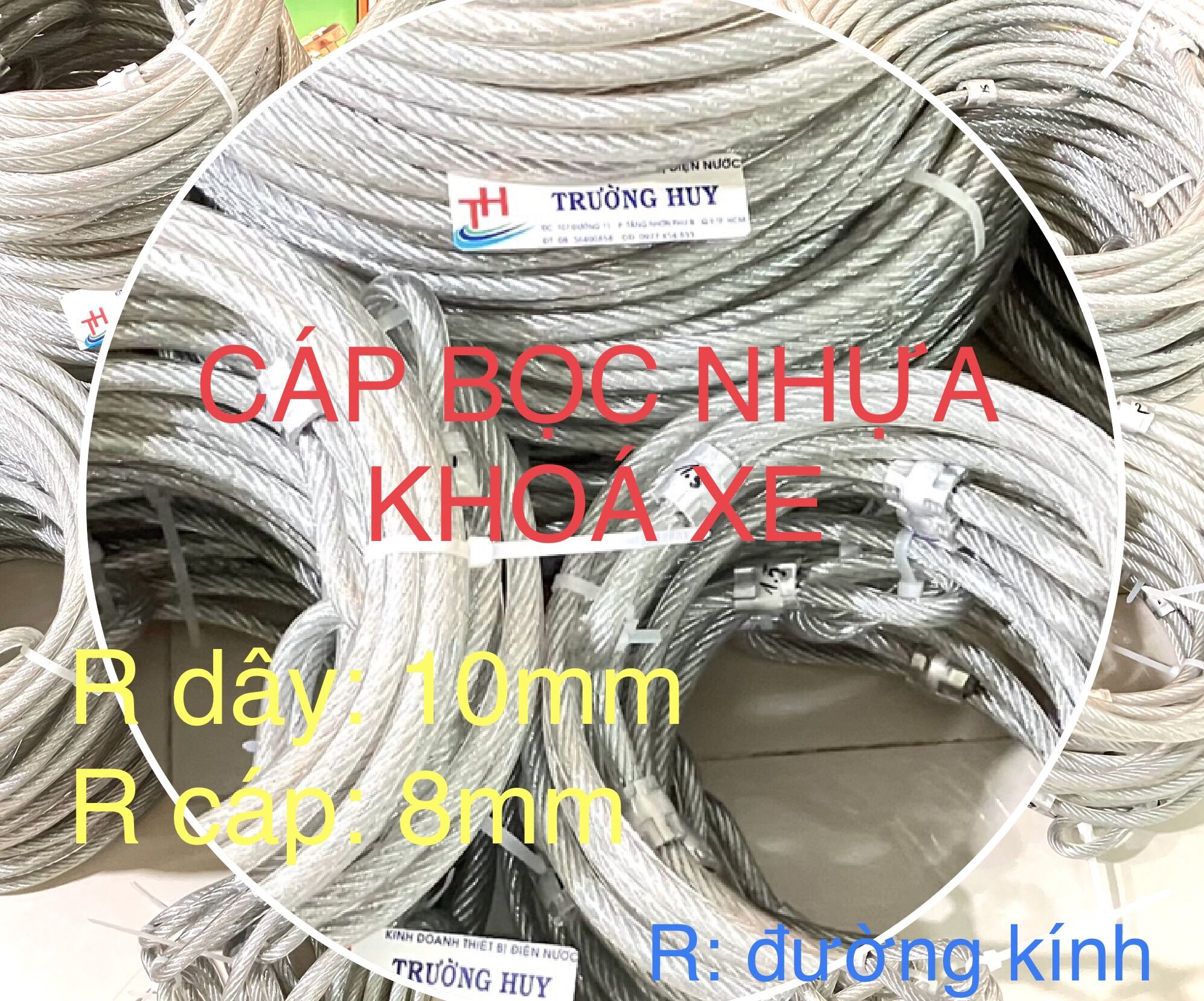 Dây cáp bọc nhựa phi 10mm khoá xe chống trộm 10M 15M - Bảo hành 6 tháng