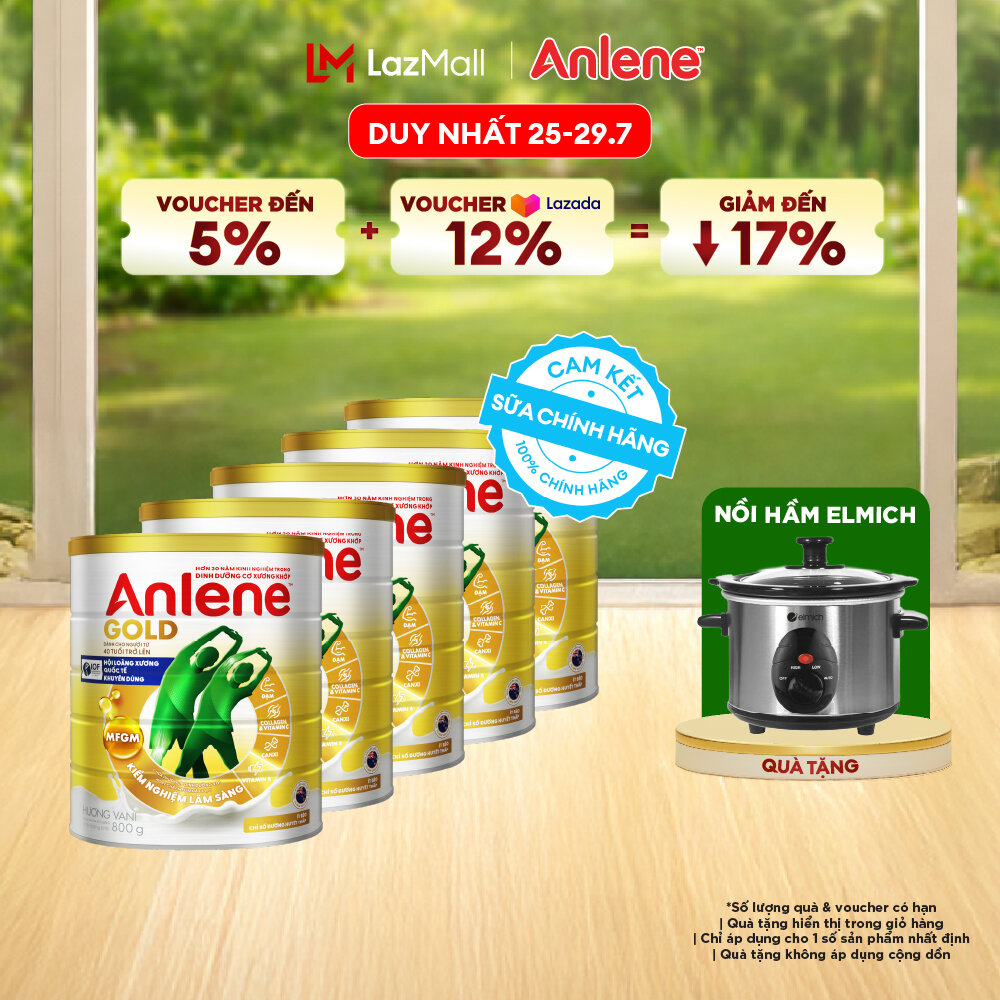[Voucher giảm đến 26%]Combo 5 Sữa Bột Anlene Gold Hương Vani 800G