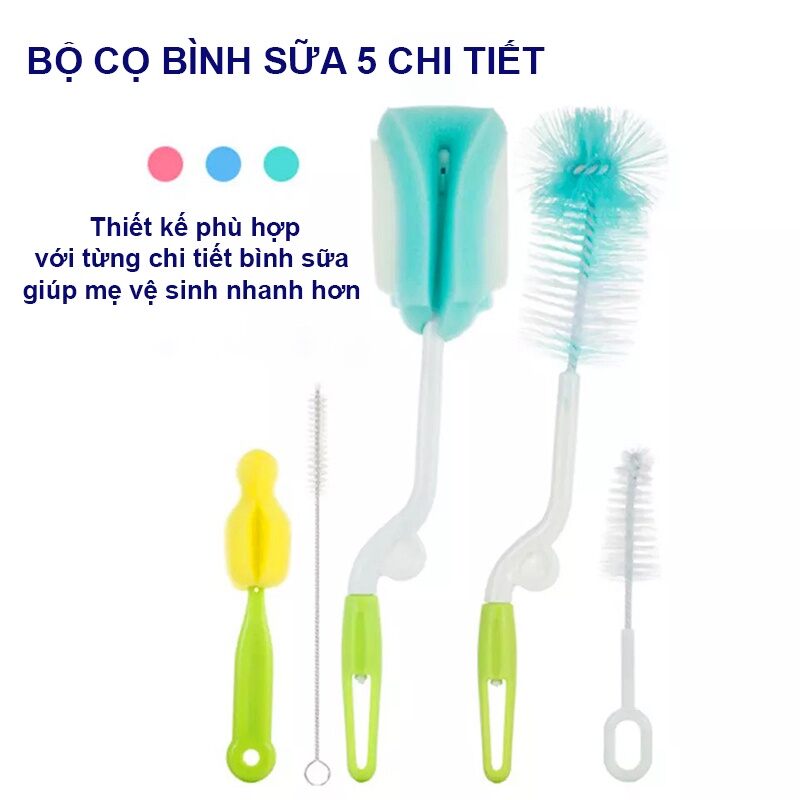Cọ rửa bình sữa 5 chi tiết xoay 360 độ