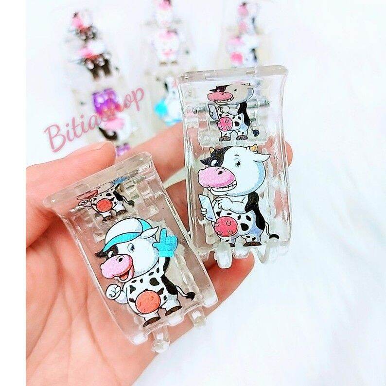 1 KẸP TÓC CÀNG CUA 3 RĂNG 5 RĂNG HÌNH BÒ SỮA DỄ THƯƠNG