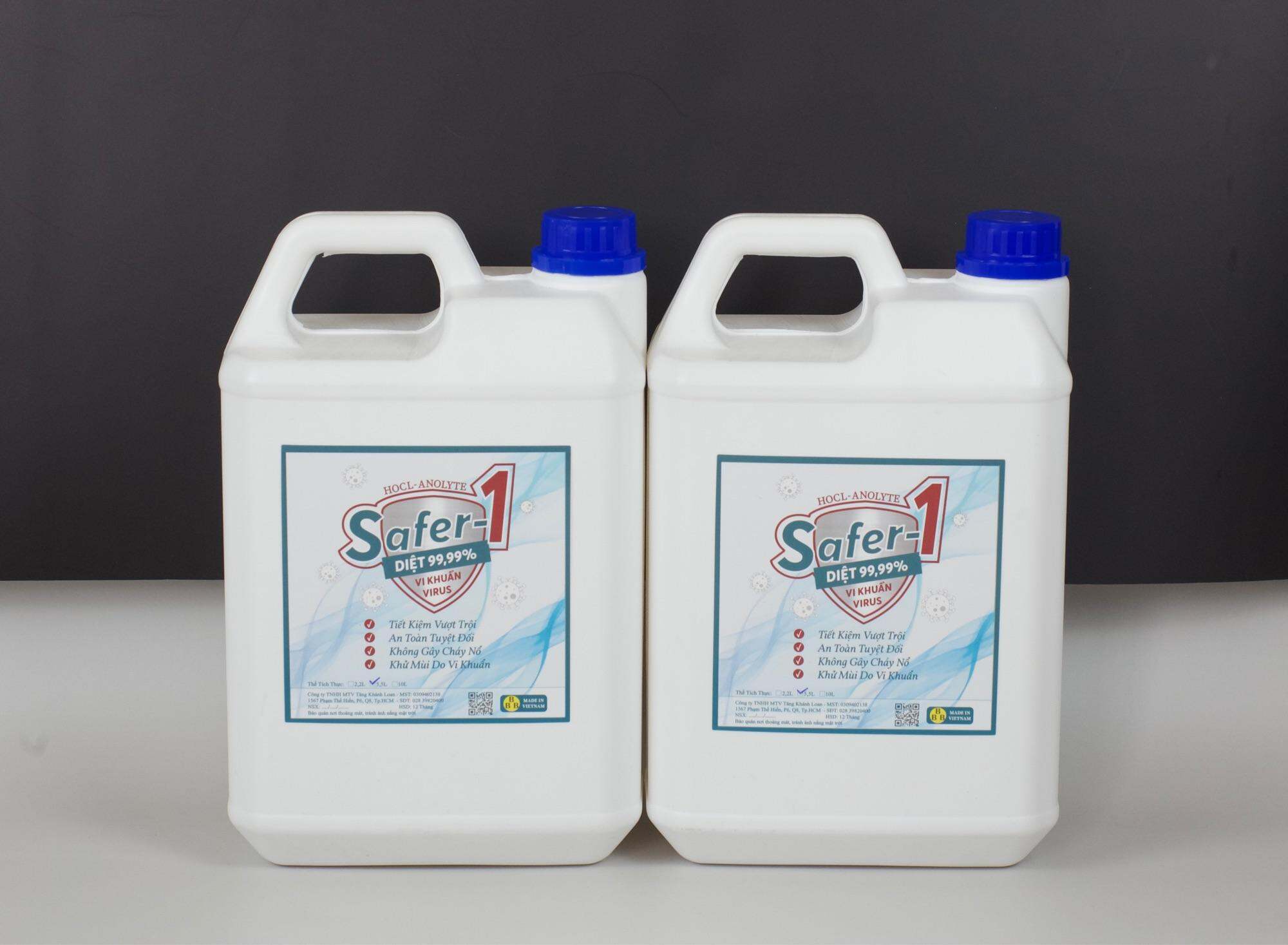 Combo 2 can 5L Dung dịch khử khuẩn CAO CẤP HOCL- SAFER-1 Diệt Khuẩn An Toàn -Hiệu Quả- Tiết Kiệm