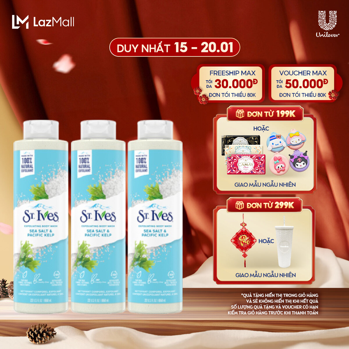 Combo 3 chai sữa tắm St.Ives Muối biển 650ml