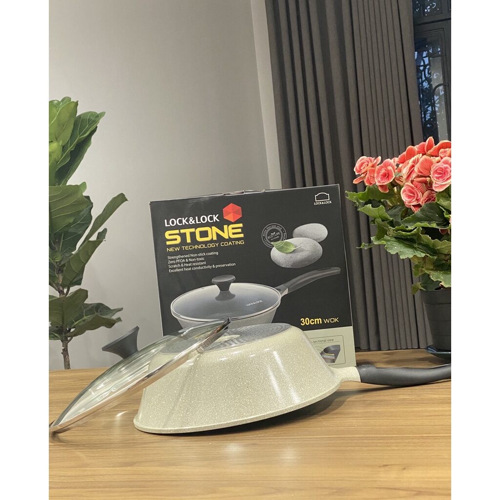 Chảo Sâu Lòng Đáy Phẳng Đá Stone Lock&Lock 30cm LCA6305D