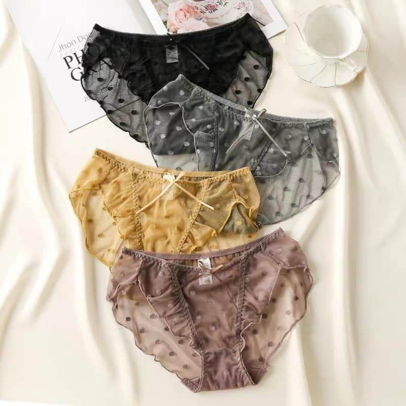 Set 5 quần lót ren nơ chấm bi