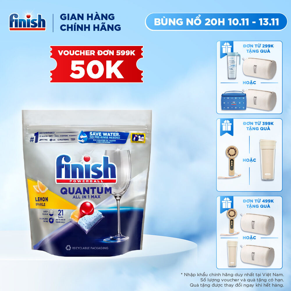 Viên Rửa Chén Bát Finish Powerball Quantum 21 viên
