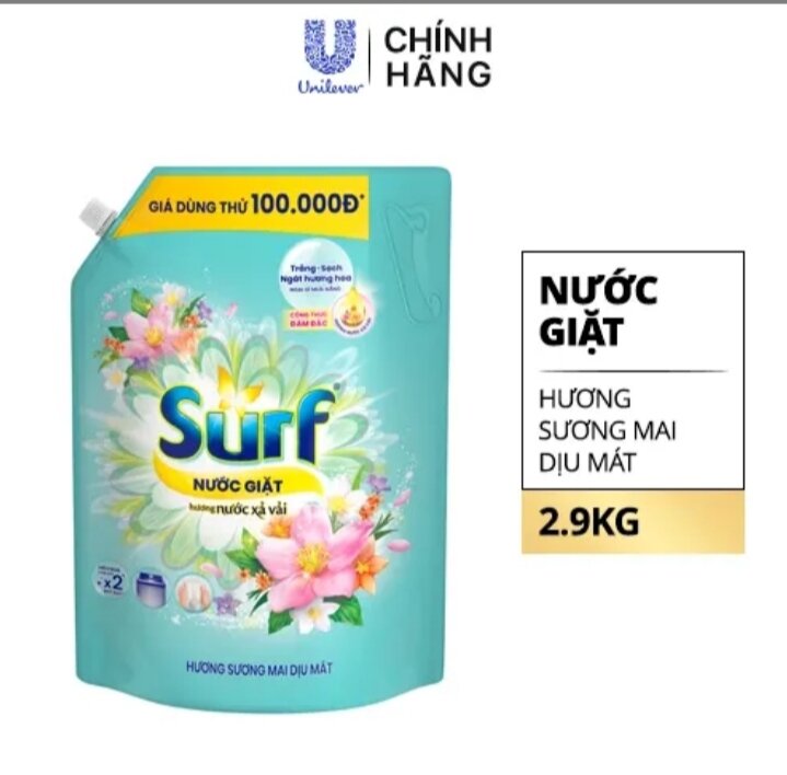 Nước giặt surf hương sương mai 2, 9 kg.