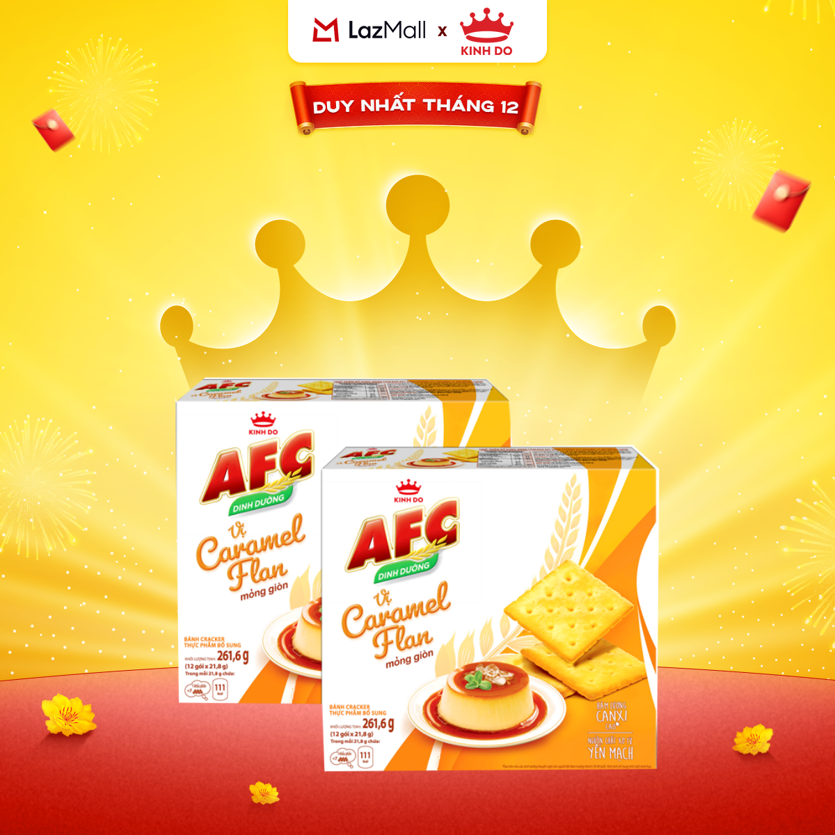  Bánh Quy Dinh Dưỡng Afc Vị Caramel Flan Combo 2 Hộp X 261.6G 