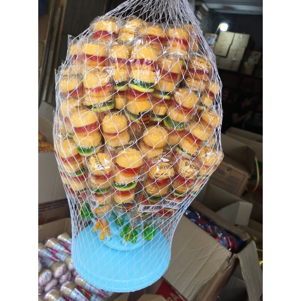 (60 que) Kẹo dẻo hamburger 1 cây 60 que thơm ngon