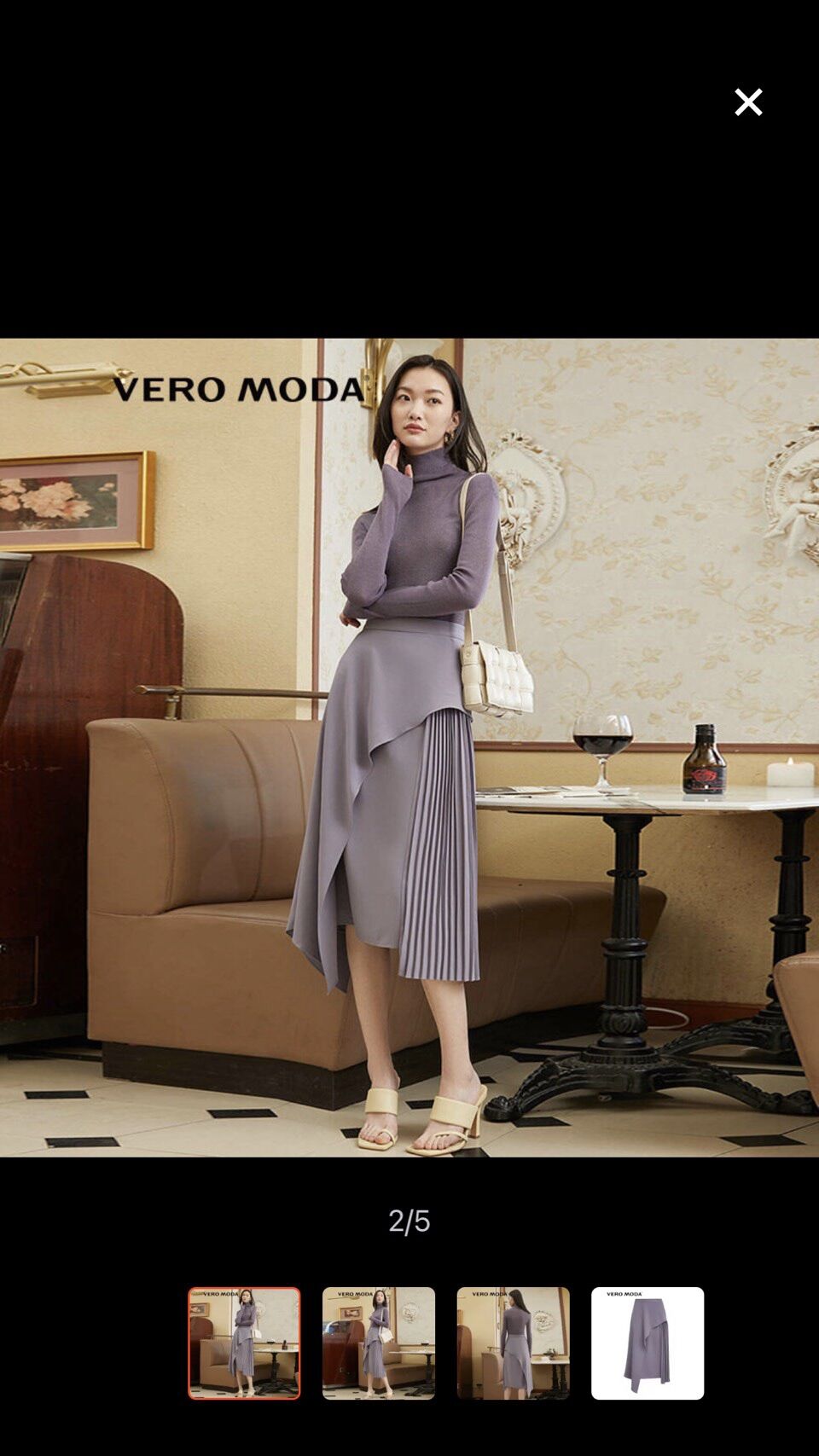 VERO MODA Chân váy công sở lệch tầng màu tím nhẹ nhàng xinh yêu