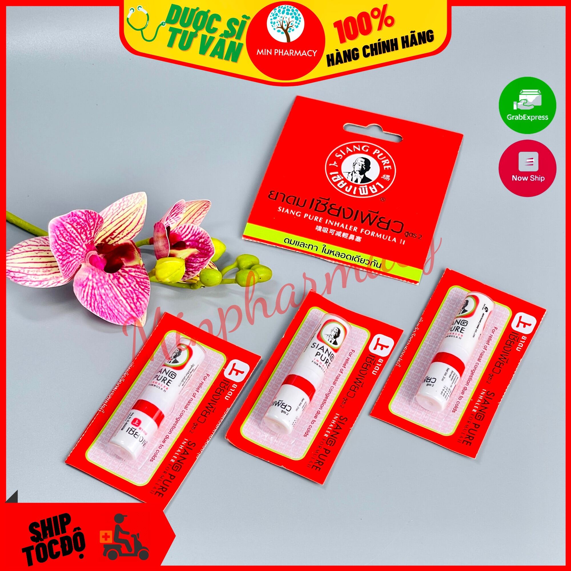 Ống hít thông mũi Thái Lan màu đỏ SIANG PURE chính hãng - Minpharmacy