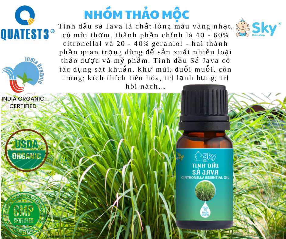 Tinh dầu sả java nguyên chất, có kiểm định.