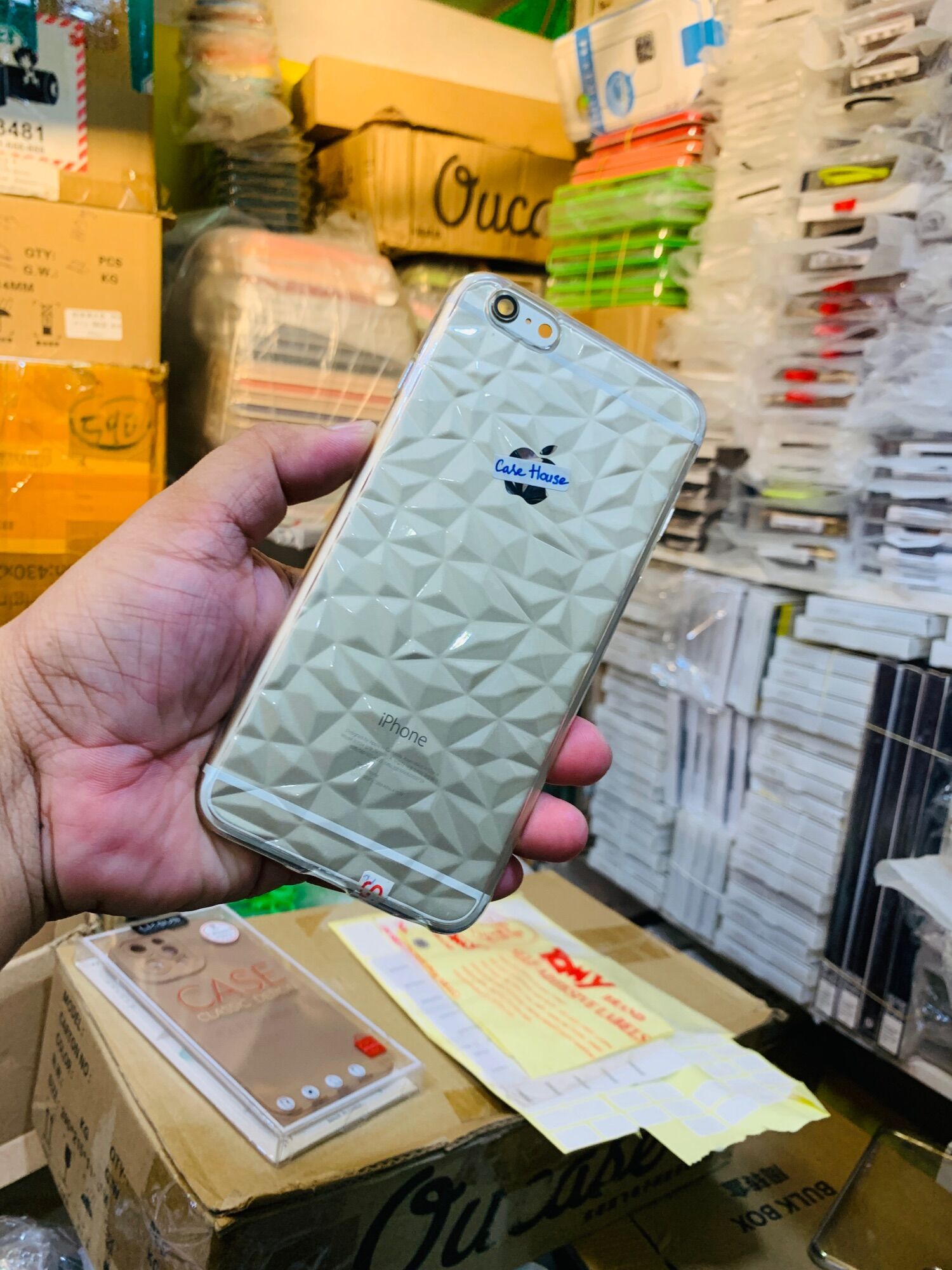 Ốp lưng iphone 6Plus silicon trong vân đá ,vân tam giác kiểu diamond