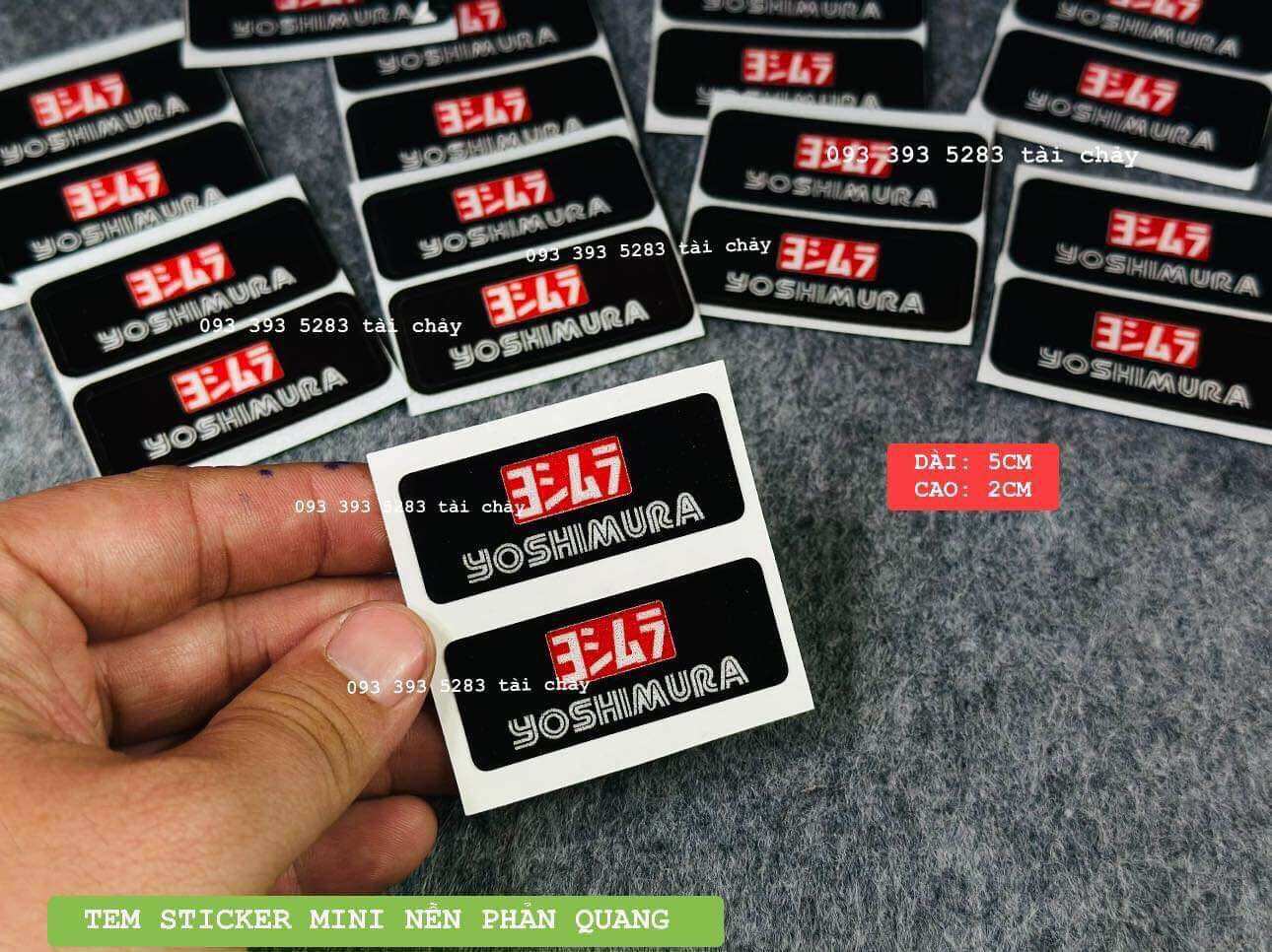 Tem sticker mini nền phản quang dán trang trí xe