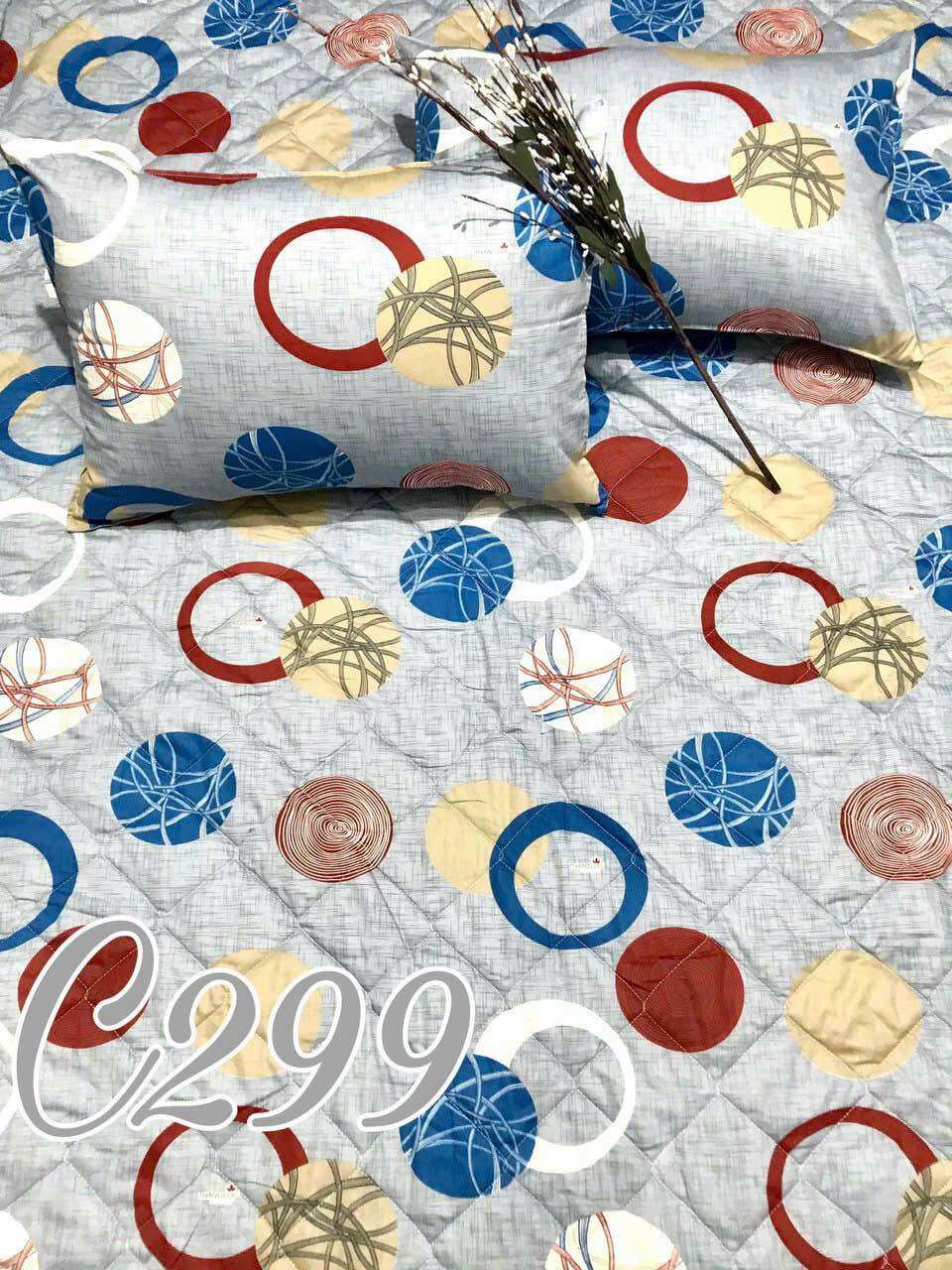 Bộ Chăn Ga Gối Cotton Thắng Lợi - chấm tròn