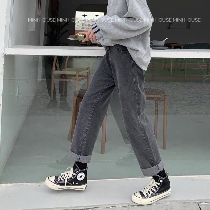 Quần Jean cạp cao ống rộng ulzzang