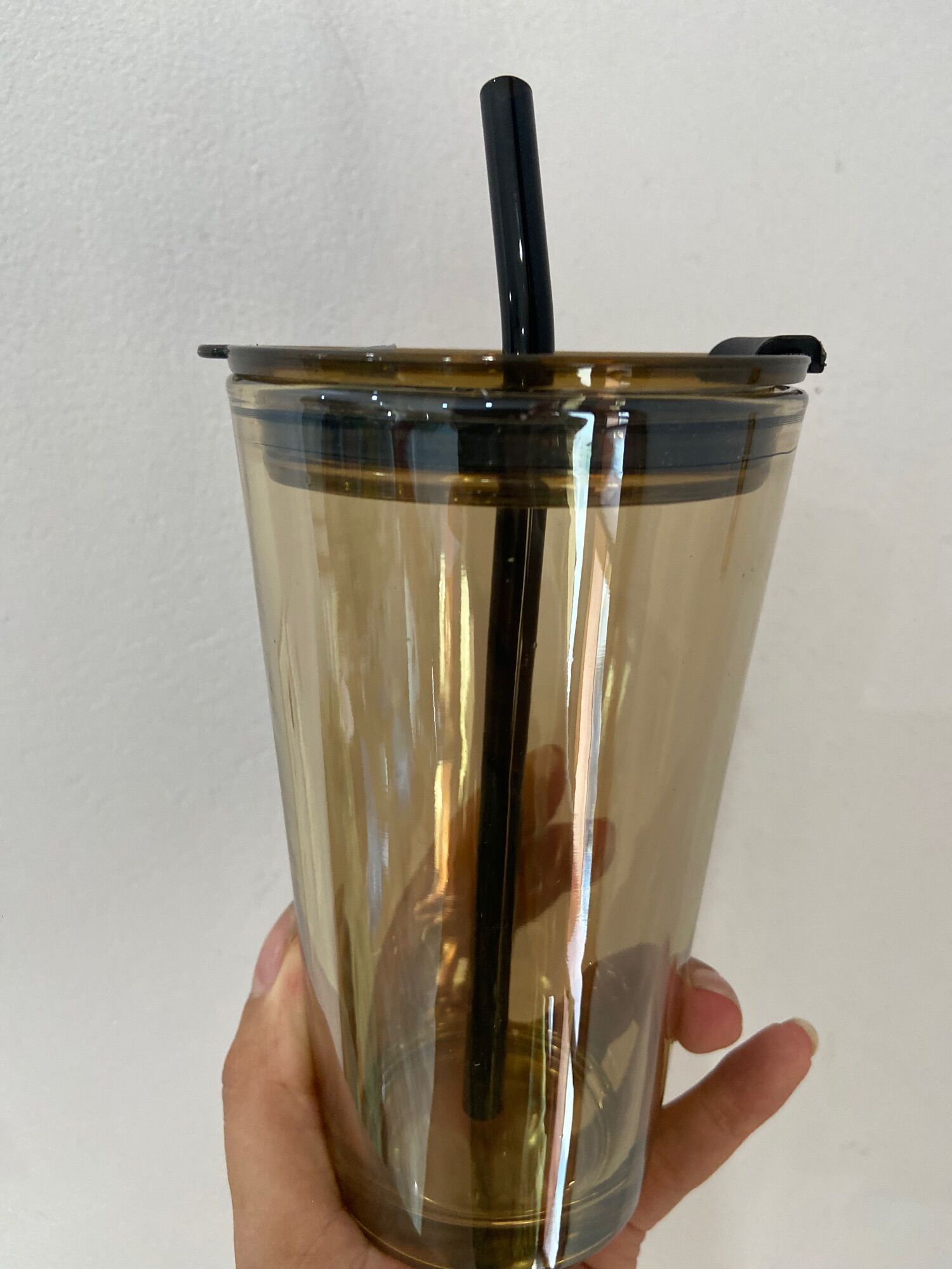 Ly cốc thuỷ tinh kèm ống hút có nắp đậy dung tích 450ml đẹp sang trọng