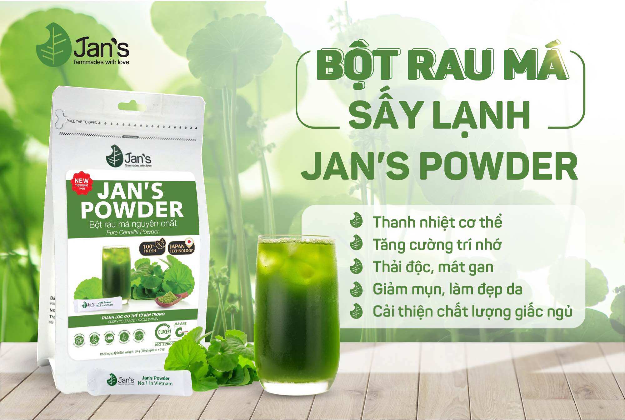 Bột rau má sấy lạnh jan’s powder