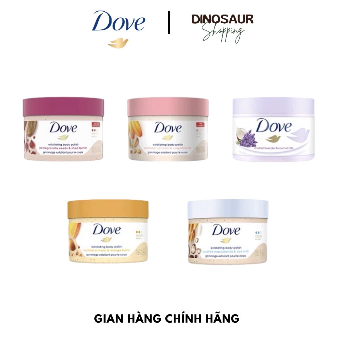 Tẩy Da Chết Toàn Thân DOVE Exfoliating Body Polish các hương