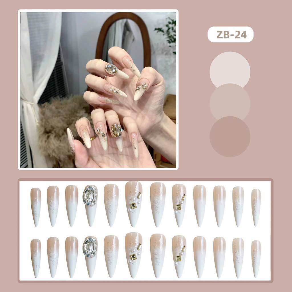 Bộ 24 móng tay giả đính đá sang trọng