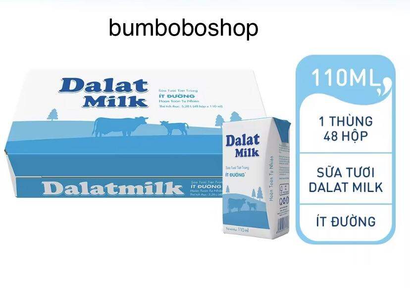 Thùng 48 hộp sữa Dalat milk 110ml có đường/ít đường