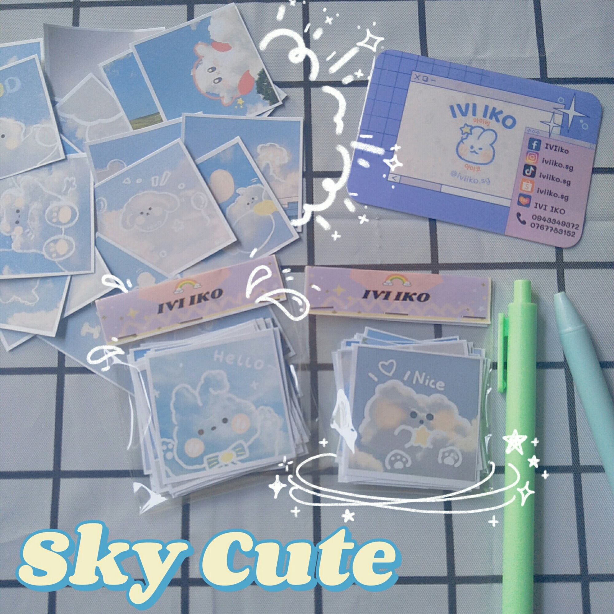 Set 24 sticker Sky Cute (5x5cm) | IVI IKO