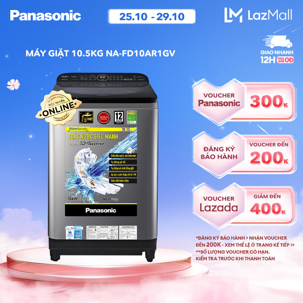 [Duy nhất 25-29.10 voucher Lazada 400K][Trả góp 0%] Máy Giặt Cửa Trên Panasonic 10.5KG 11.5KG NA-FD1