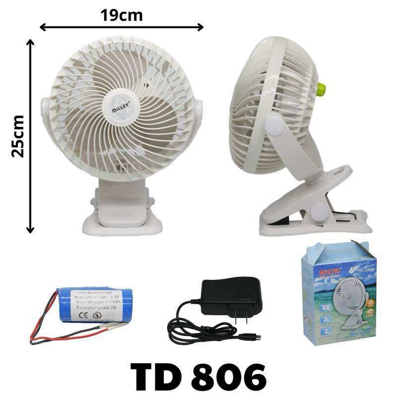 Quạt kẹp tích điện mickey td-806