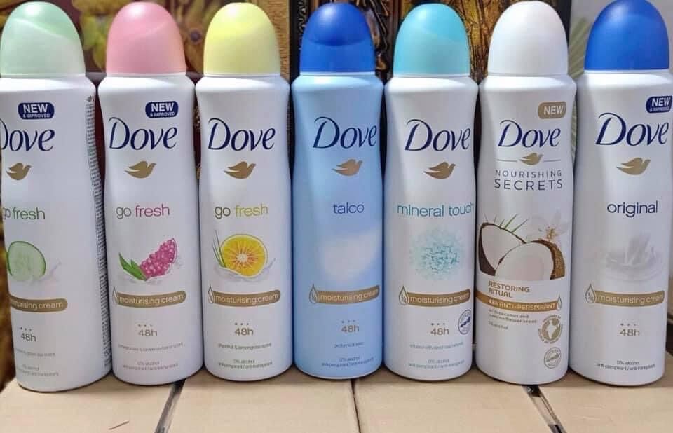 Xịt khử mùi DOVE new & IMPROVED 48h