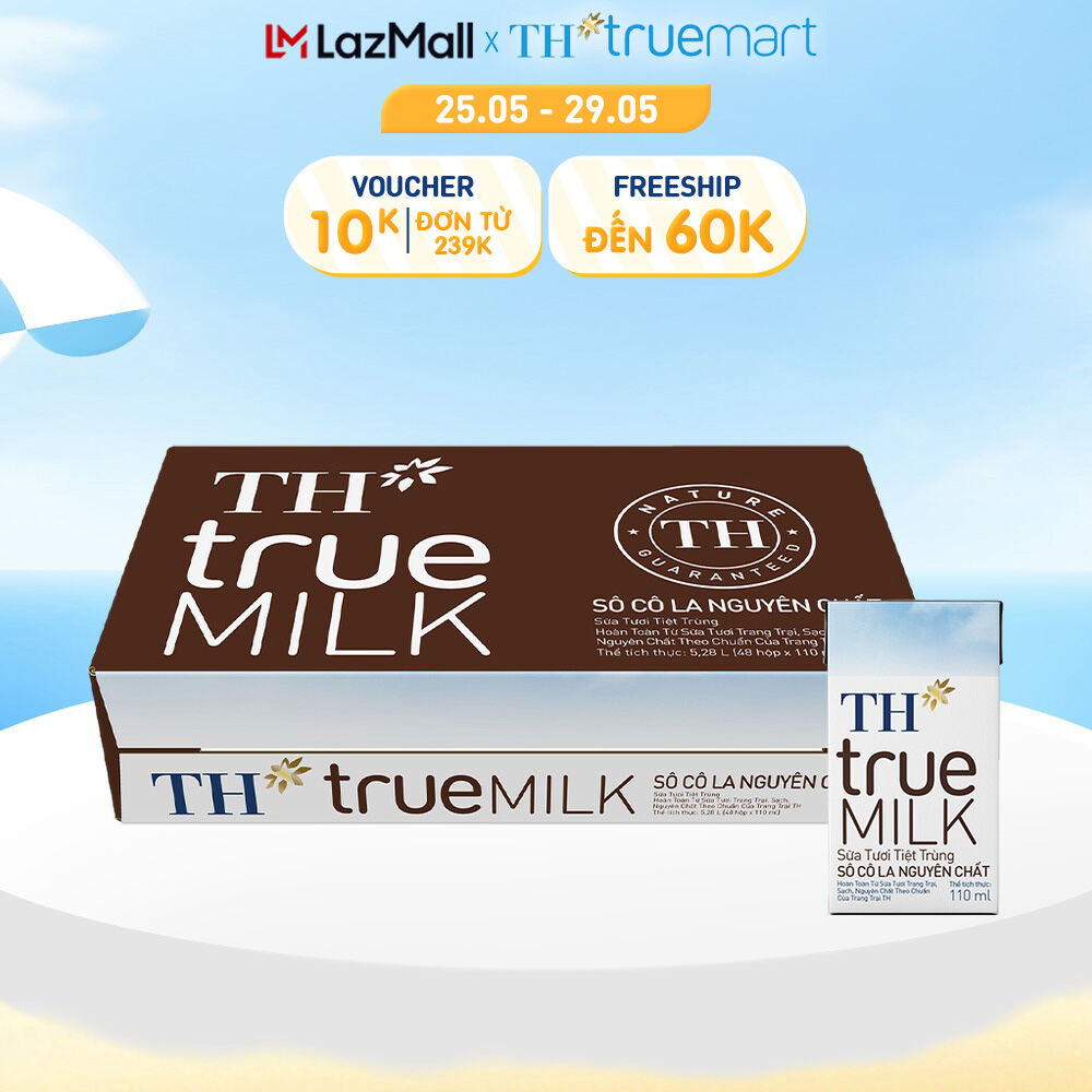 Thùng 48 hộp sữa tươi tiệt trùng TH true MILK sôcôla nguyên chất 110 ml (110 ml x 48)