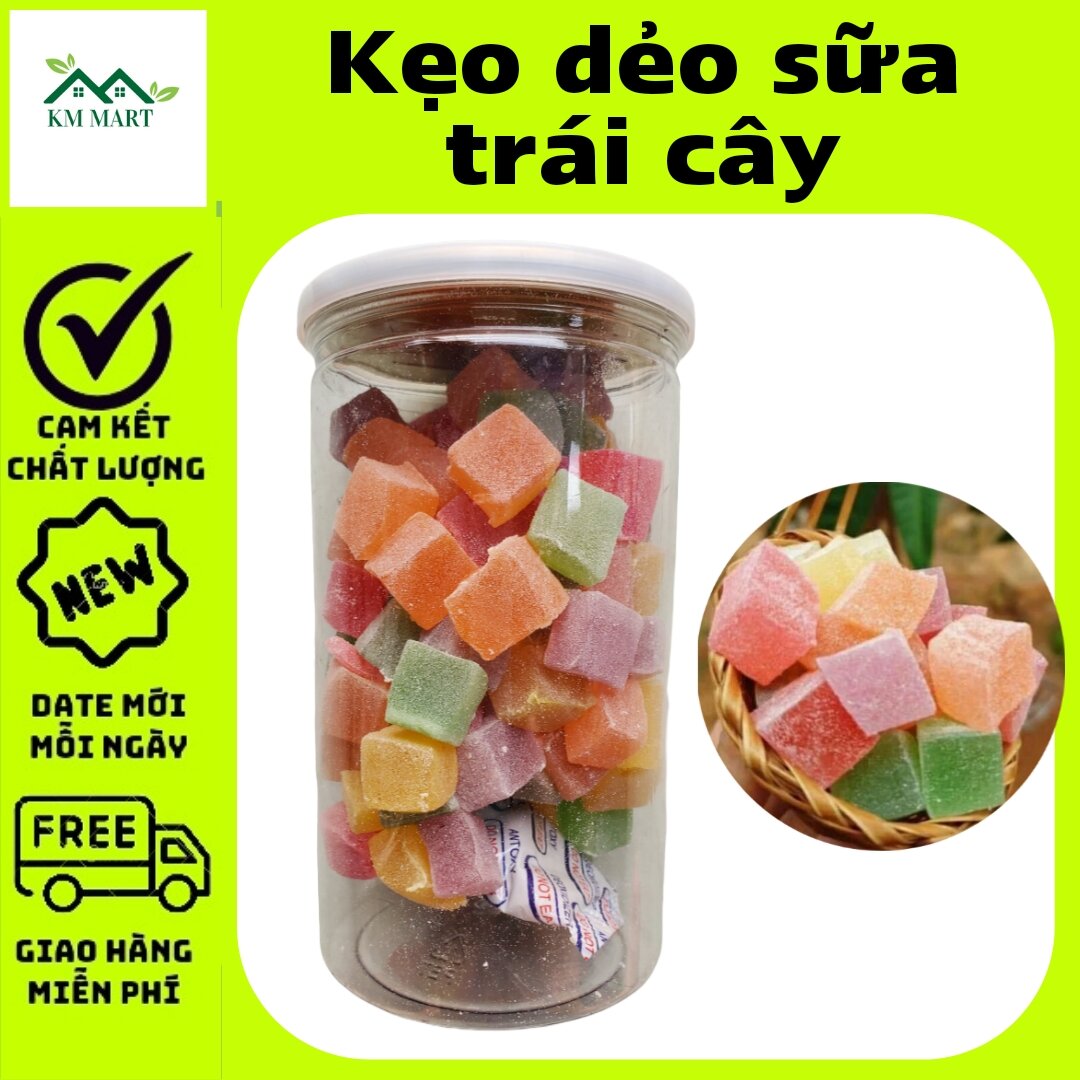 Kẹo dẽo vị sữa trái cây Đà Lạt LKM Mart Hũ 500g